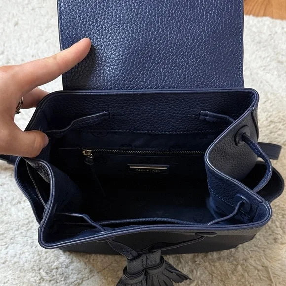 Tory Butch Mini Thea Backpack Navy Blue - Picture 9 of 10